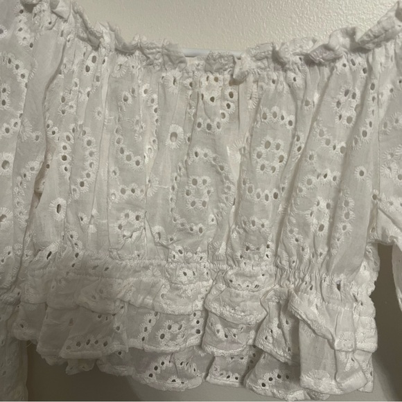 {Altar’d State} White Eyelet Off-the-shoulder cropped top - Picture 10 of 10